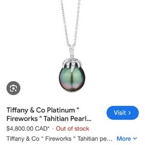 Tiffany & Co. Silver Necklace with Dark Pearl